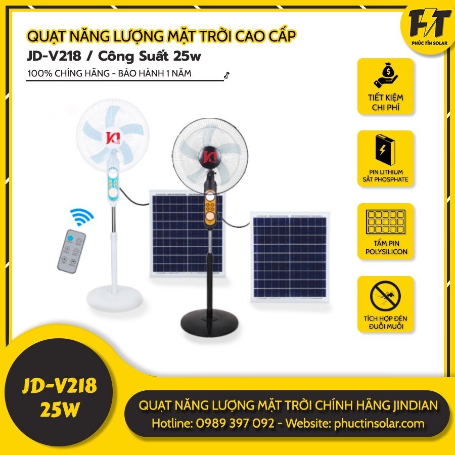 Quạt năng lượng mặt trời cao cấp Jindian JD-V218